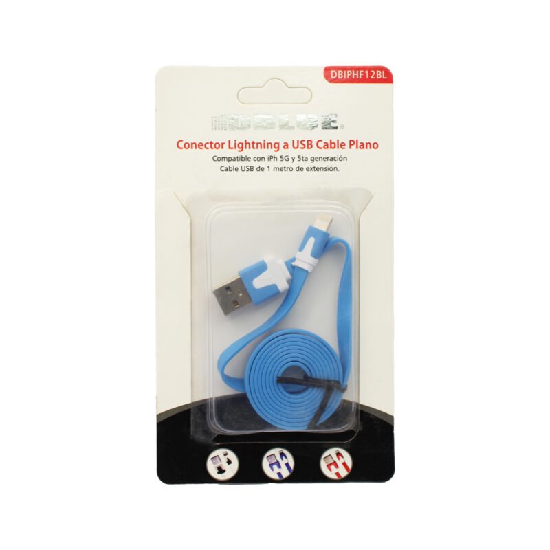 cable plano usb a lightning 100 cm app blue — vista 3