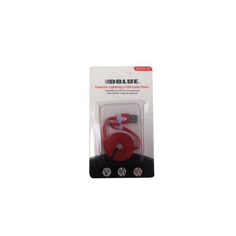 cable plano usb a lightning 100 cm app red — vista 2