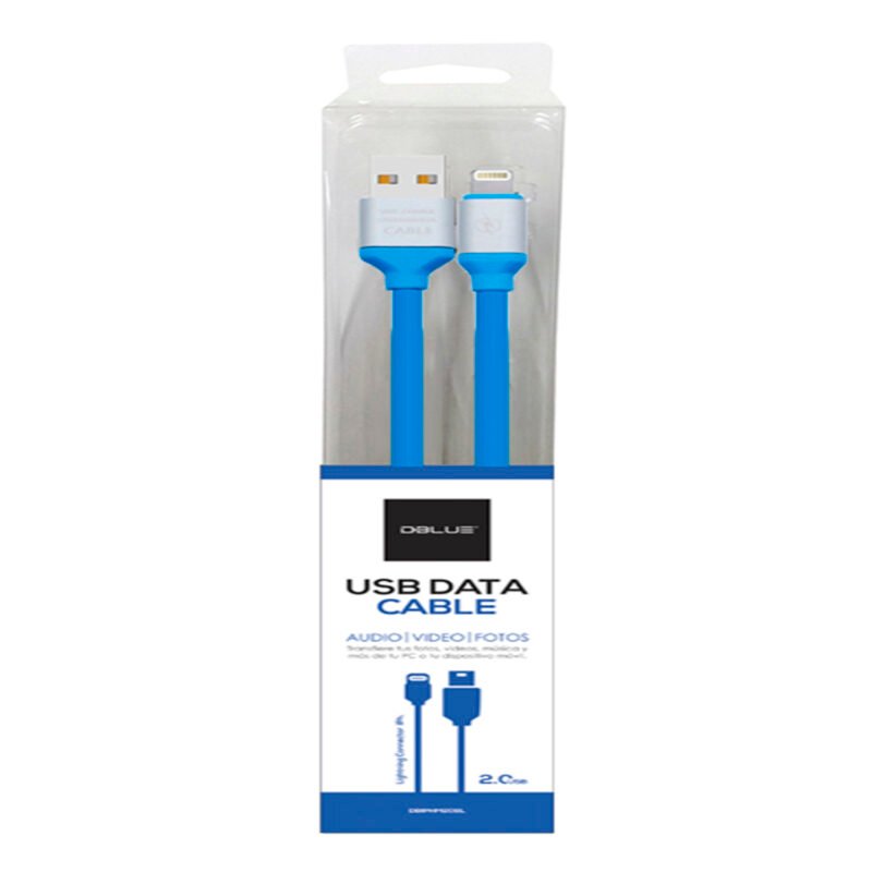 cable usb a lightning 1.2mts. neon blue