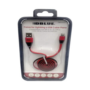 cable usb plano a lightning 1m, de metal (no se enreda). red