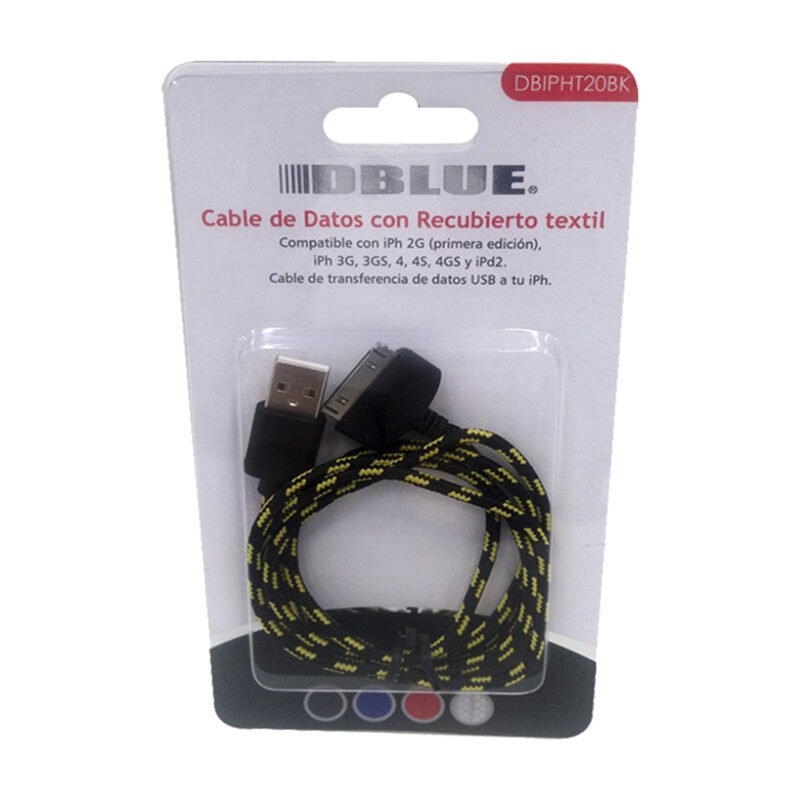 cable usb textil 2.0 ipod/iphone/ipad modelo 2g/3gs/4gs black