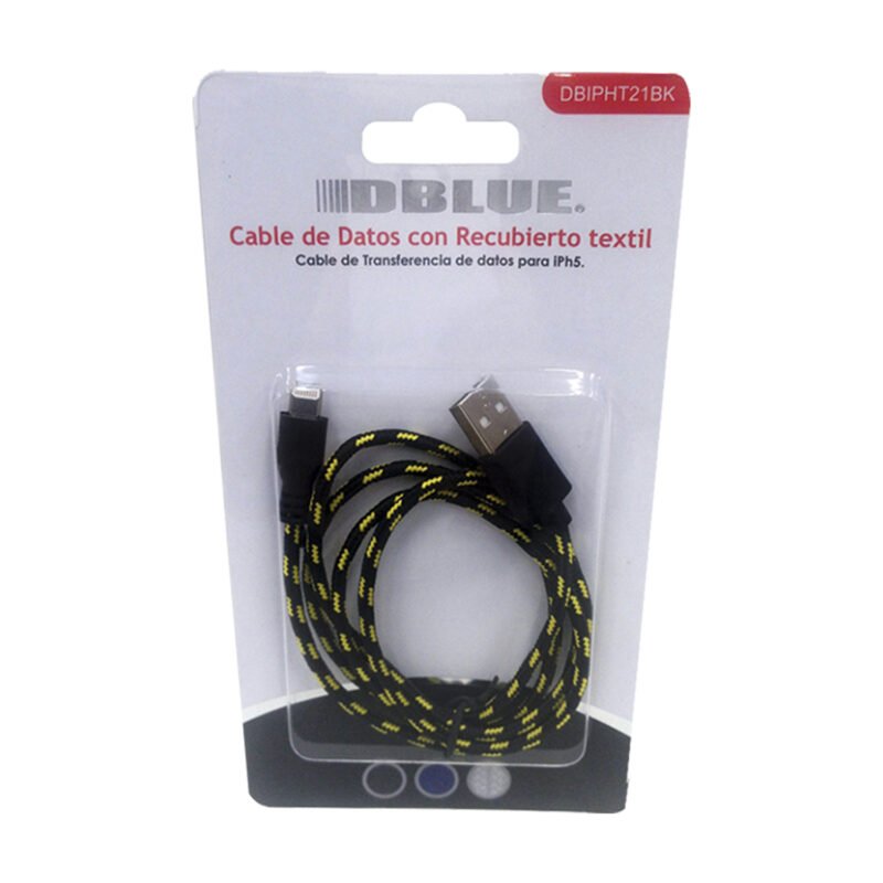 cable usb a lightning textil, black — vista 3
