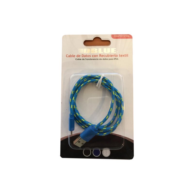 cable usb a lightning textil, blue — vista 3