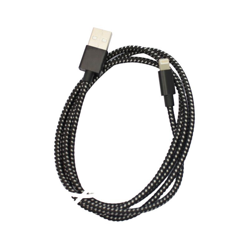 cable usb a lightning trenzado, 100cm app, black