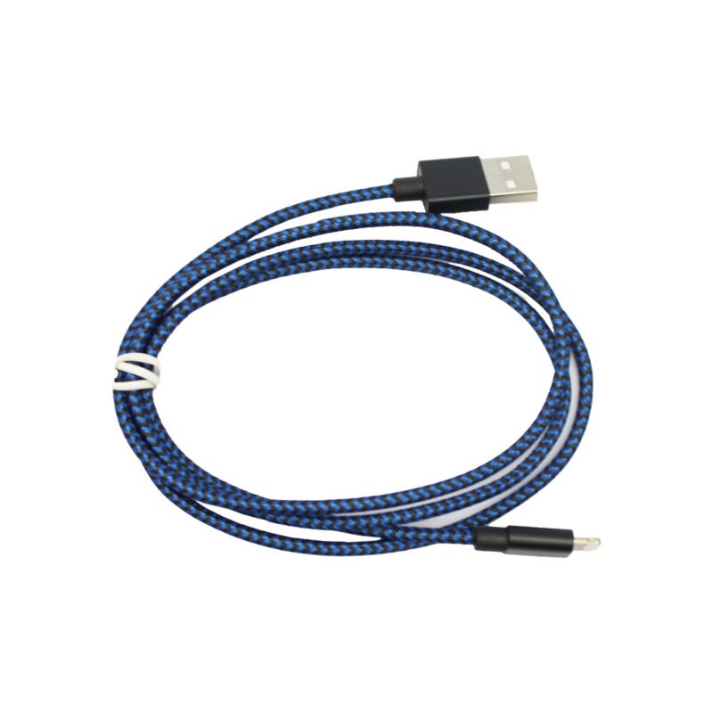 cable usb a lightning trenzado, 100cm app, blue