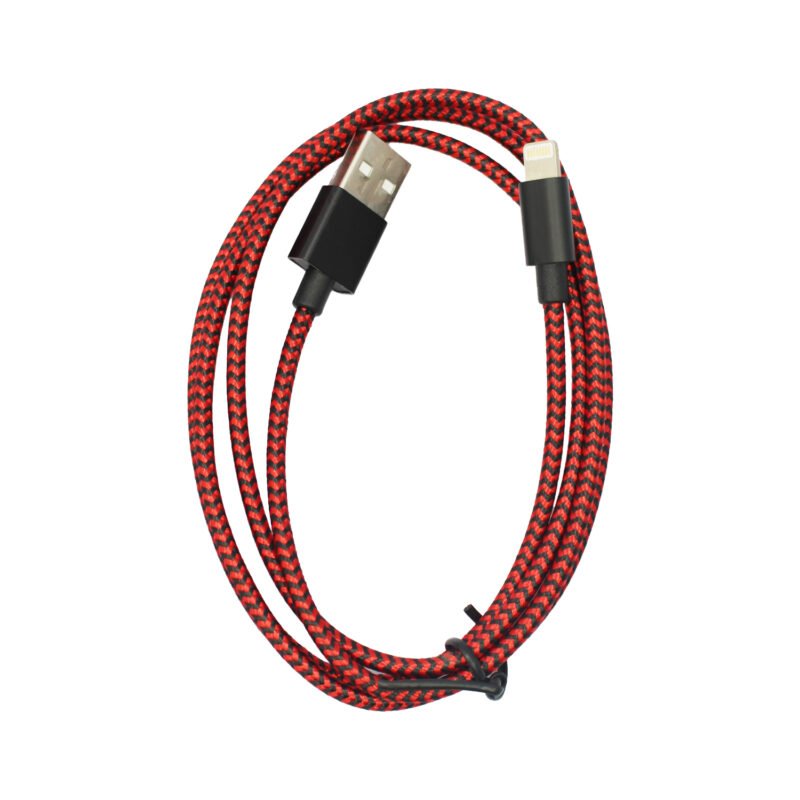 cable usb a lightning trenzado, 100cm app, red
