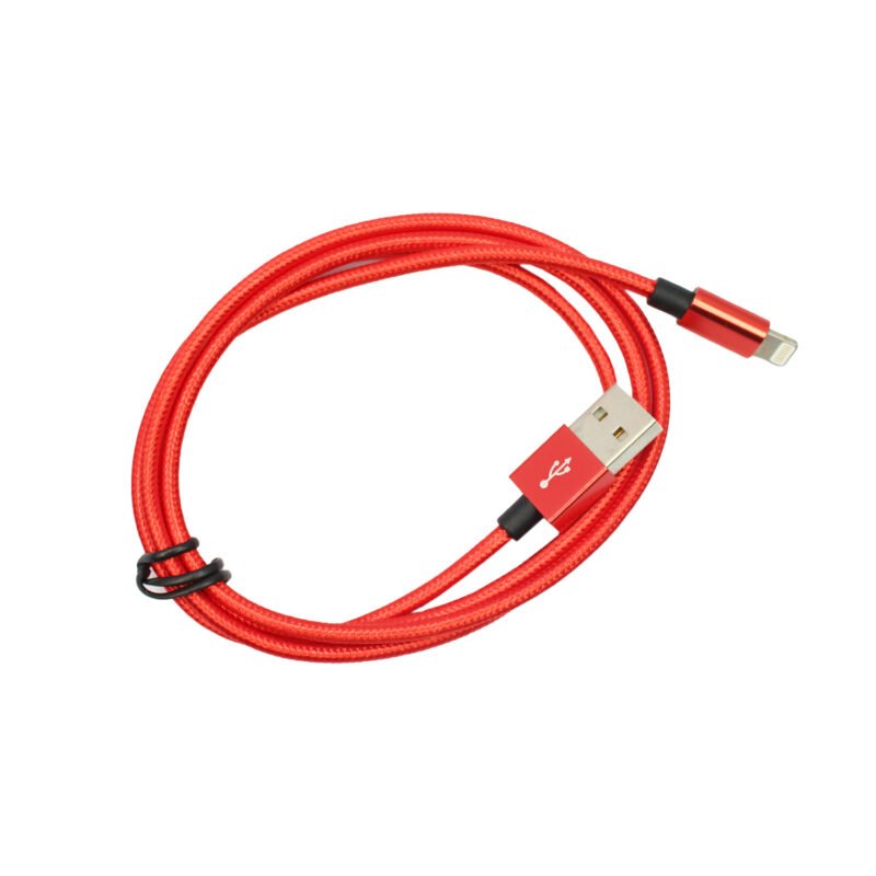 cable usb a lightning trenzado, 100cm app, red