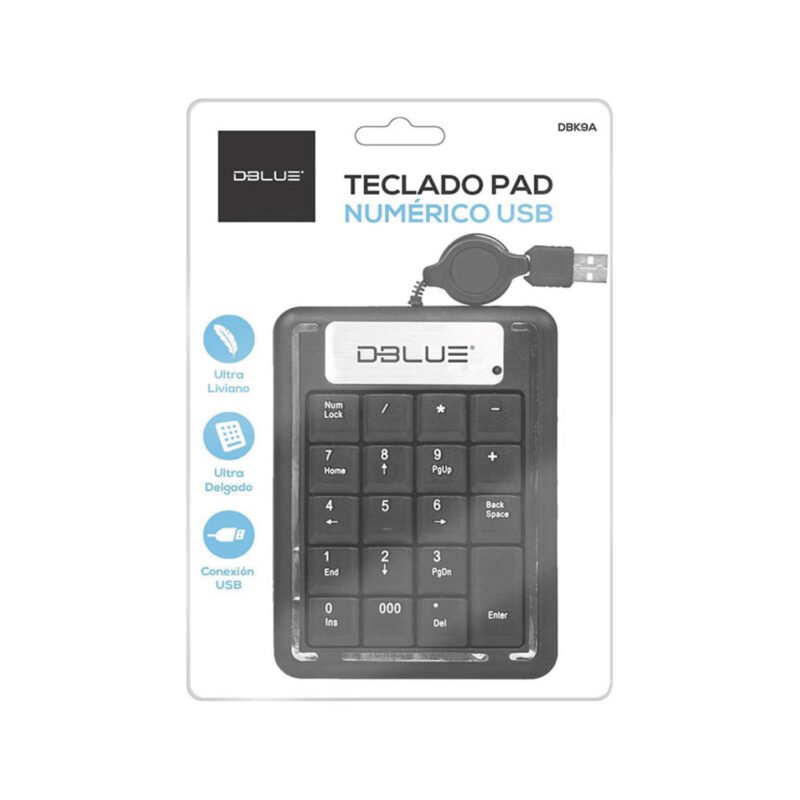 teclado dblue numerico usb, diseÑo ultra slim, portatil, color black silver. — vista 4
