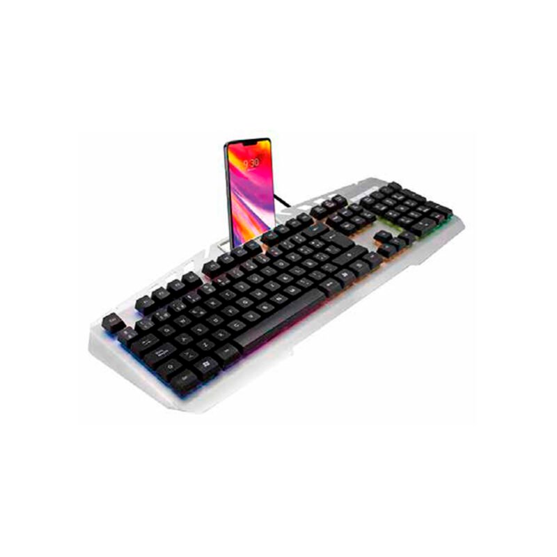 teclado metalico gamer multicolor silver