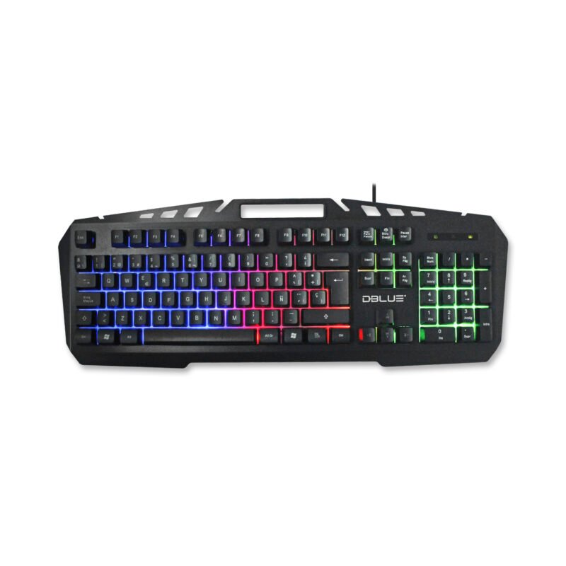 teclado dblue gamer con dock para celular, retroluminacion led, superficie metalica y teclas con suspension. silver — vista 3