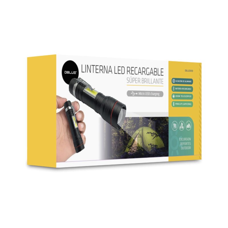 linterna tactica zoom led cree usb recargable