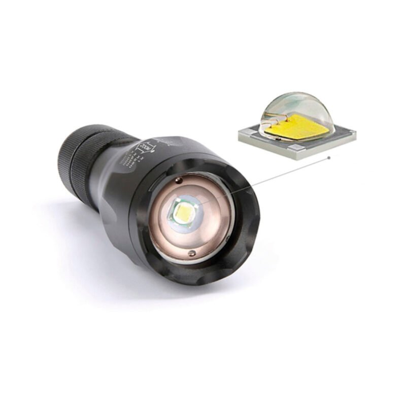 linterna led con 5 modos, zoom ajustable, resistente al agua y golpes, con cargador incluido. — vista 2