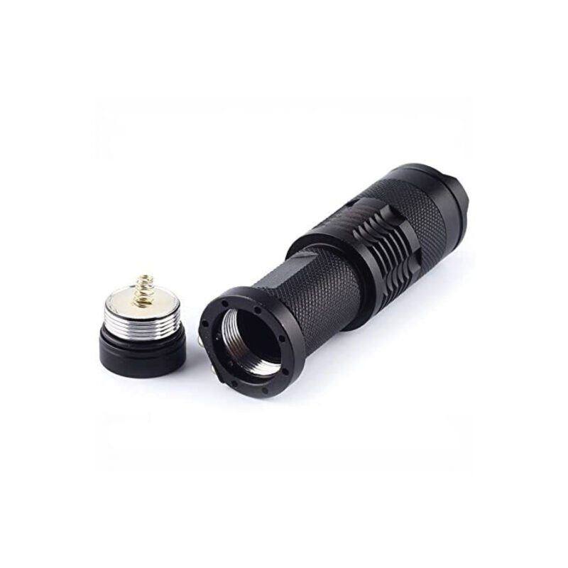 linterna led compacta, 3 modos, 350 lumenes, resistente a impactos y agua, alimentada por pila aa.
