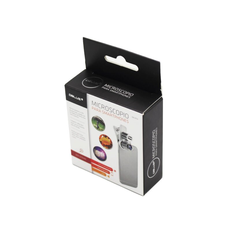microscopio universal para smartphones: lupa 60x, detector ultravioleta, luz led, portatil.