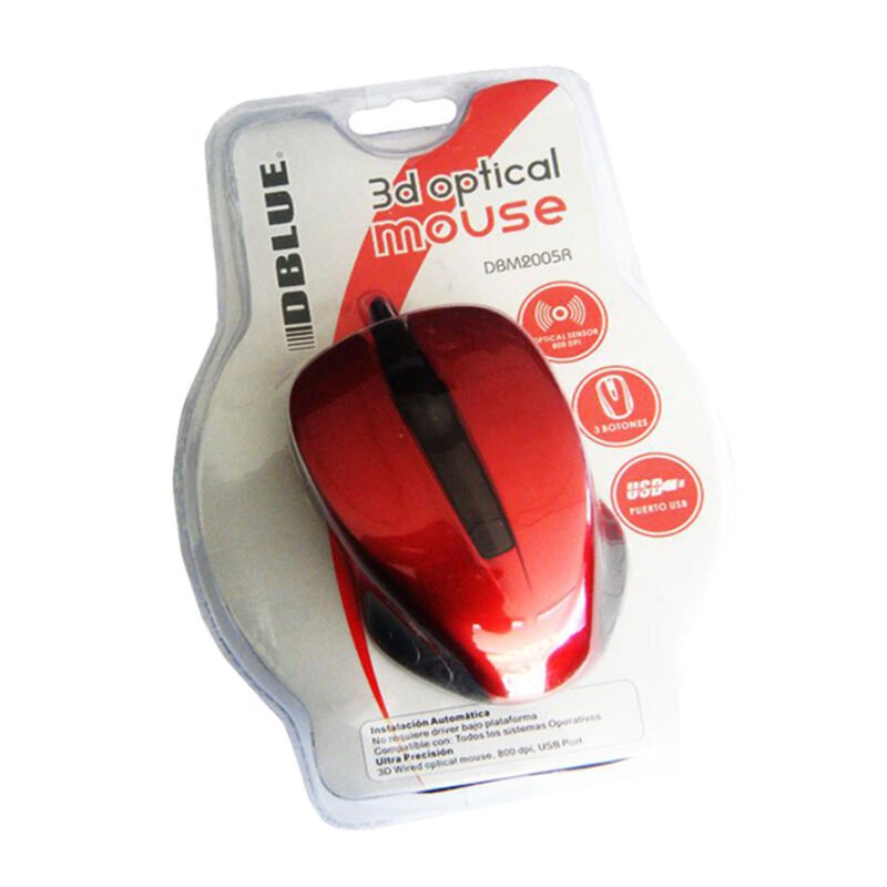 mouse con cable 800dpi usb blue black — vista 2