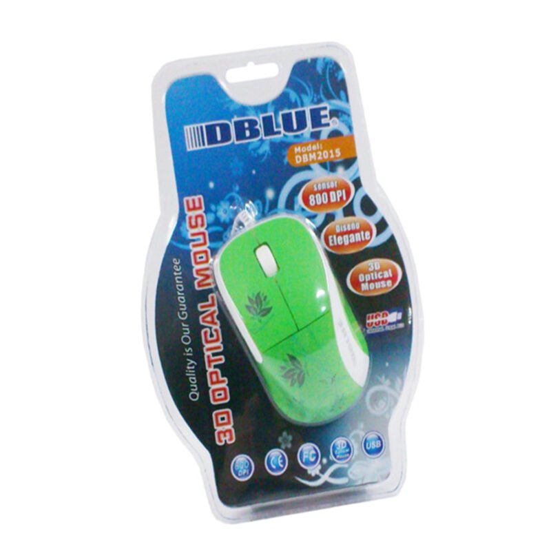 mouse con cable 800dpi usb green white — vista 2