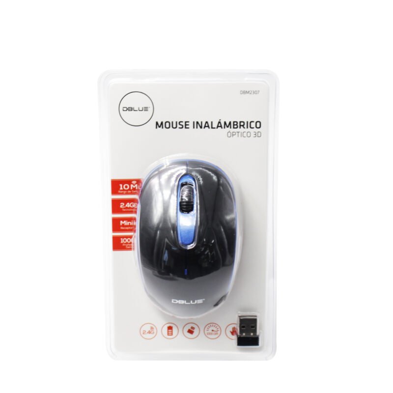 mouse optico 3d, 1000 dpi, 2.4 ghz, hasta 10 mts, diseÑo ergonomico, ahorro de bateria. blue — vista 4