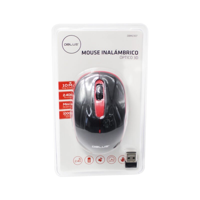 mouse optico 3d, 1000 dpi, 2.4 ghz, hasta 10 mts, diseÑo ergonomico, ahorro de bateria. red — vista 4