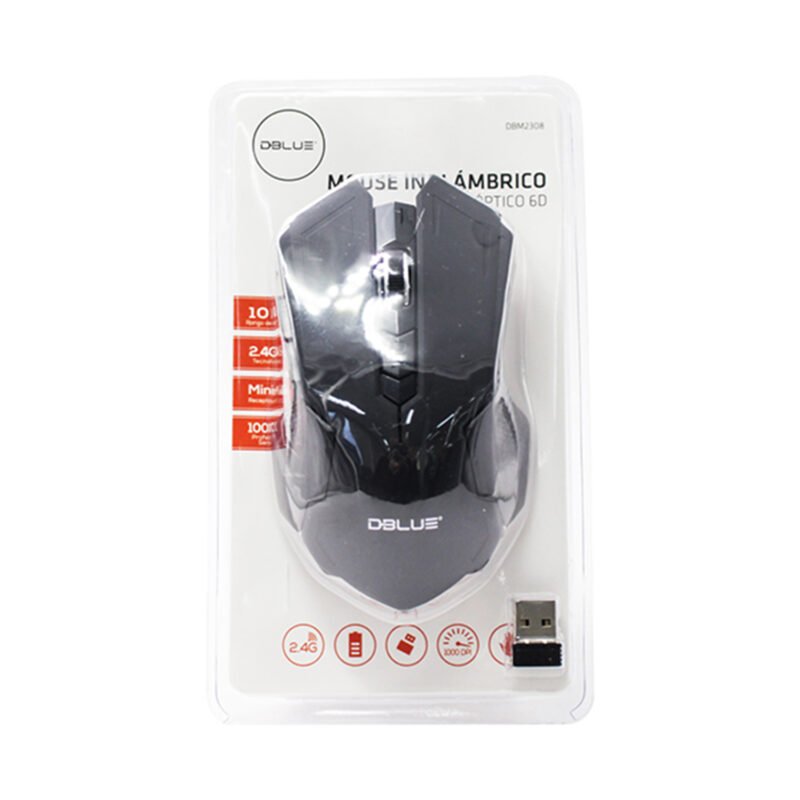 mouse optico 3d, 1000 dpi, 2.4 ghz, hasta 10 mts, diseÑo ergonomico, ahorro de bateria. black — vista 2