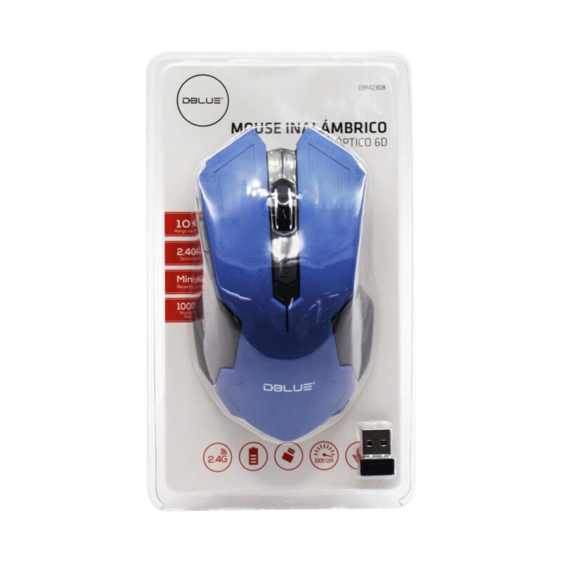 mouse optico 3d, 1000 dpi, 2.4 ghz, hasta 10 mts, diseÑo ergonomico, ahorro de bateria. blue — vista 2