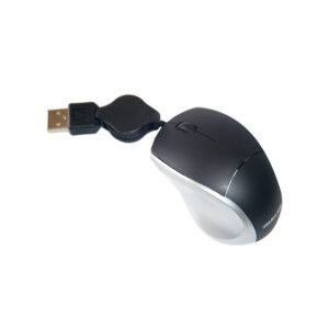 mouse cable retractil usb 800dpi silver black