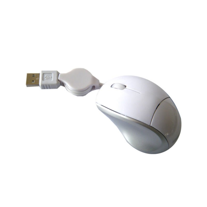 mouse cable retractil usb 800dpiwhite silver