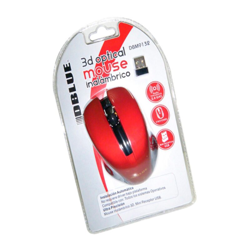 mouse inalambrico 2.4 ghz 800dpi usb 3 botones red — vista 2