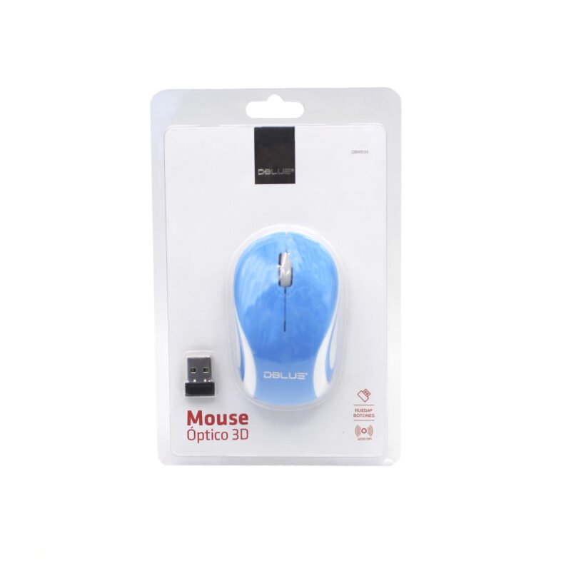 mouse dblue inalambrico 2.4 ghz, 1200 dpi, funcion auto sleep, compatible todos los sistemas operativos.white blue — vista 3