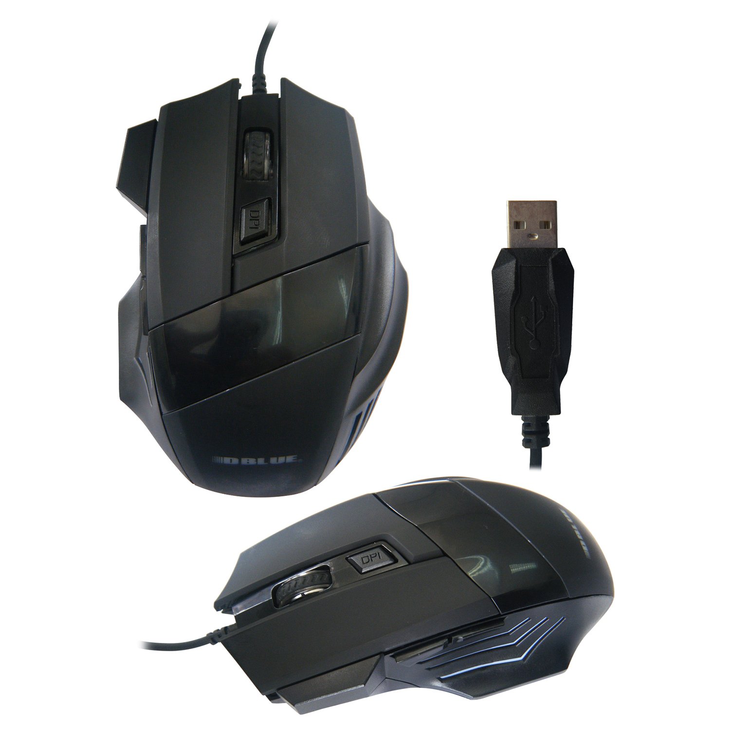 mouse gamer usb, resolucion ajustable 800 1200 1600dpi, luz led, agarre de silicona. black blue mouse gamer usb, resolucion ajustable 800 1200 1600dpi, luz led, agarre de silicona. black blue