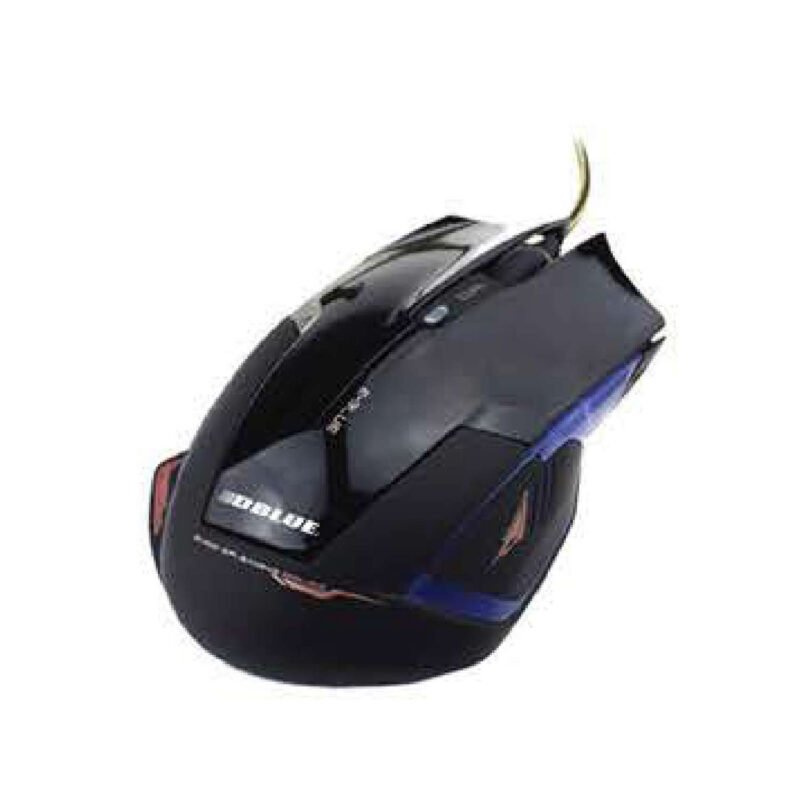 mouse gamer usb, resolucion ajustable 800 2400dpi, luz led, agarre de silicona, diseÑo ergonomico. black blue
