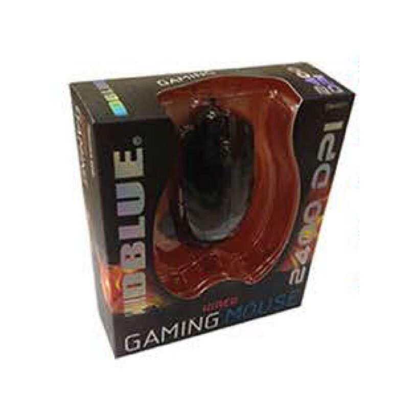 mouse gamer usb, resolucion ajustable 800 2400dpi, luz led, agarre de silicona, diseÑo ergonomico. black blue — vista 2