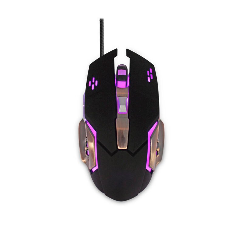 mouse gamer 6 botones metalico con 4 colores led, 1200/1600/2400/3200 dpi