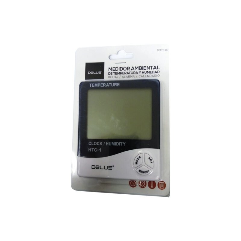 alarma dblue medidor ambiental temperatura y humedad, termometro, reloj, calendario, pantalla digital. — vista 2