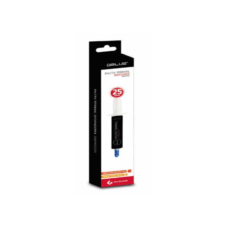 pasta termica disipadora dblue, alta conductividad, 25g, facil aplicacion, dispensador con tapa.