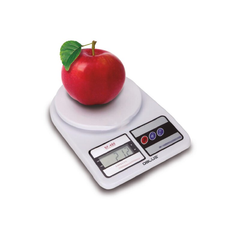 bascula dblue digital 7kg, pantalla lcd, funciona con 2 pilas aa, alta precision, modos g/oz, auto apagado.