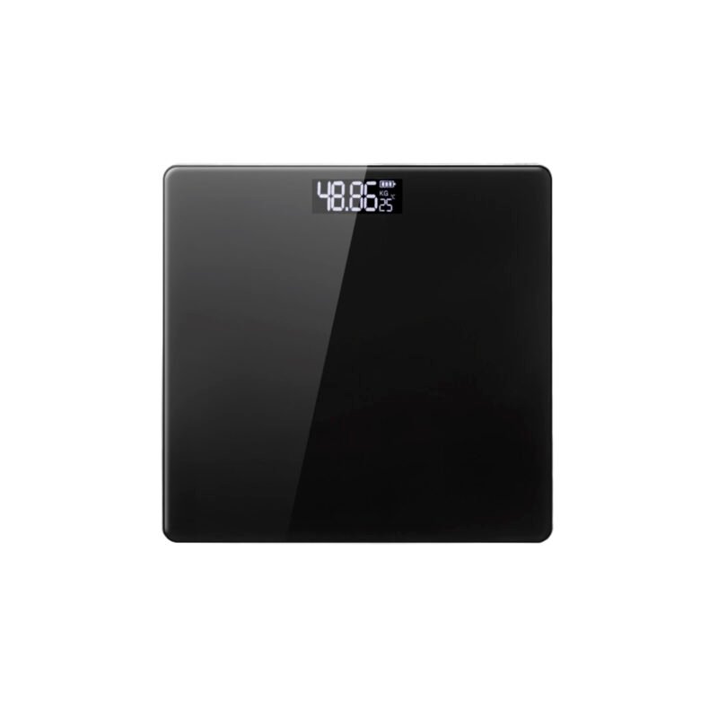 pesa personal dblue de vidrio templado, 180kg, sensor preciso, lcd 4 digitos, auto encendido/apagado, bateria incluida. black
