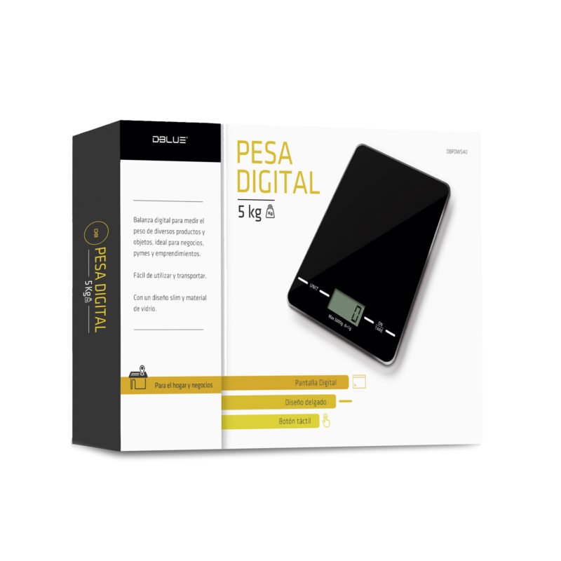 pesa digital cocina vidrio slim 5 kilos. black — vista 6