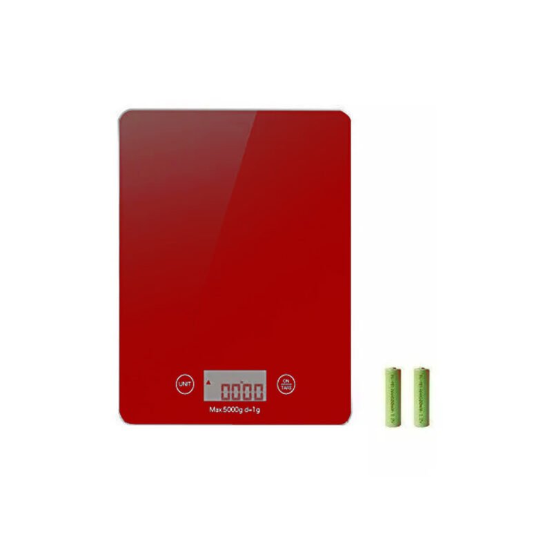 bascula digital dblue 5kg, lcd, unidades g/kg/lb/ml/oz, funcion tara, apagado automatico, vidrio delgado. red — vista 3