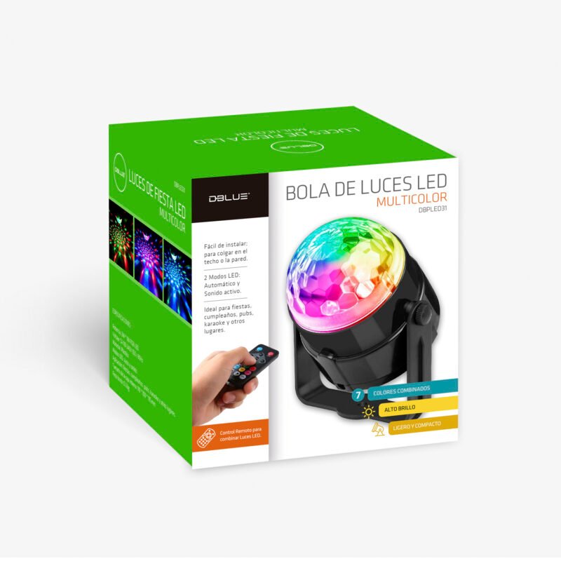 bola de luz dblue led rgb, automatico y sonido activo, 15 20m², compacta, bajo consumo, ideal para fiestas y karaoke. — vista 4