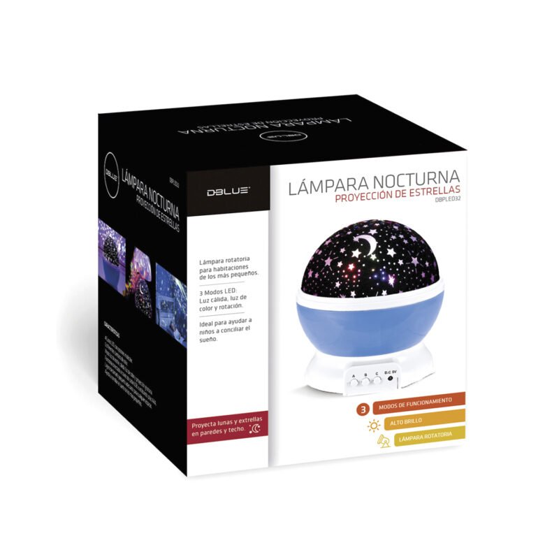 luz nocturna con proyeccion de estrellas. blue — vista 4