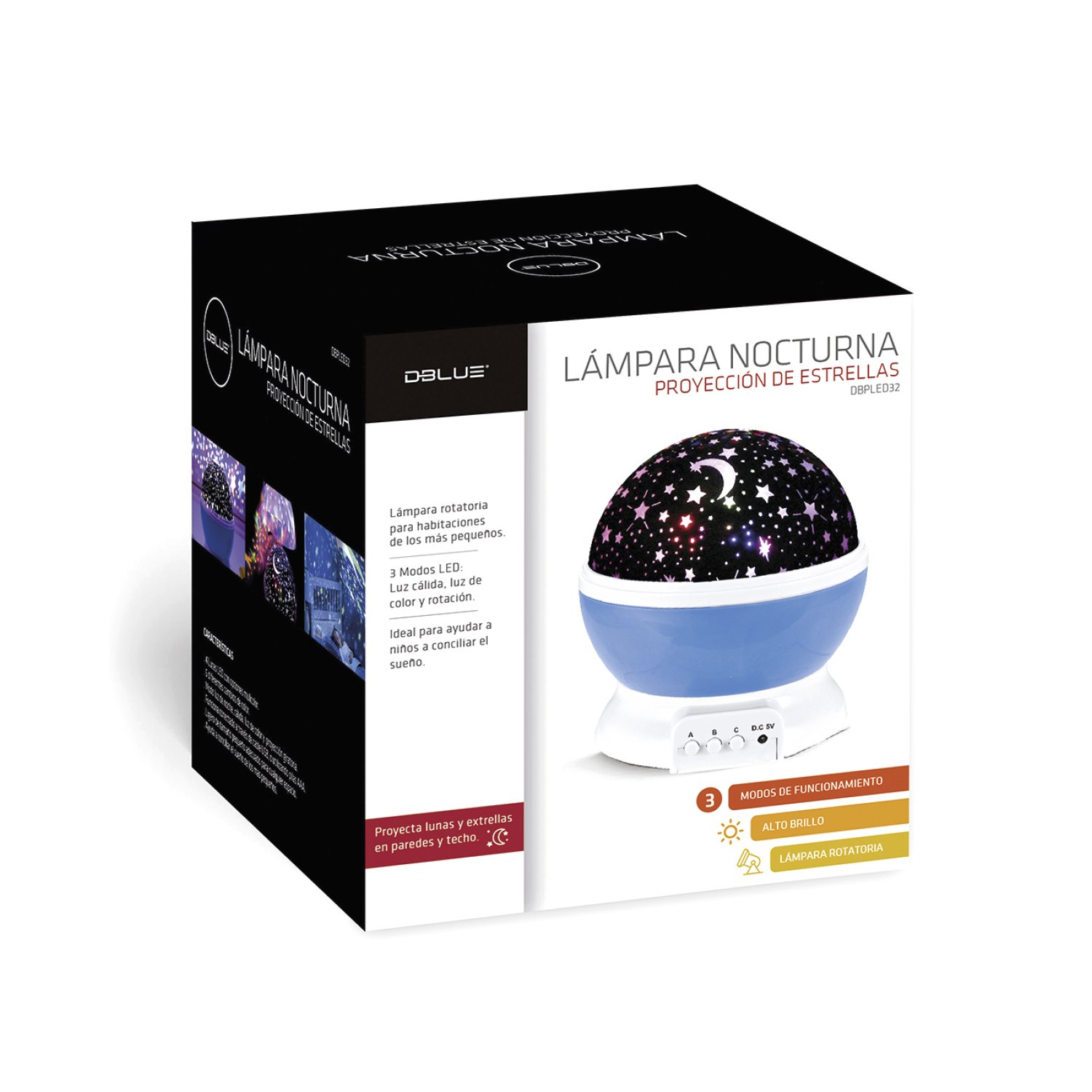 luz nocturna con proyeccion de estrellas. blue luz nocturna con proyeccion de estrellas. blue