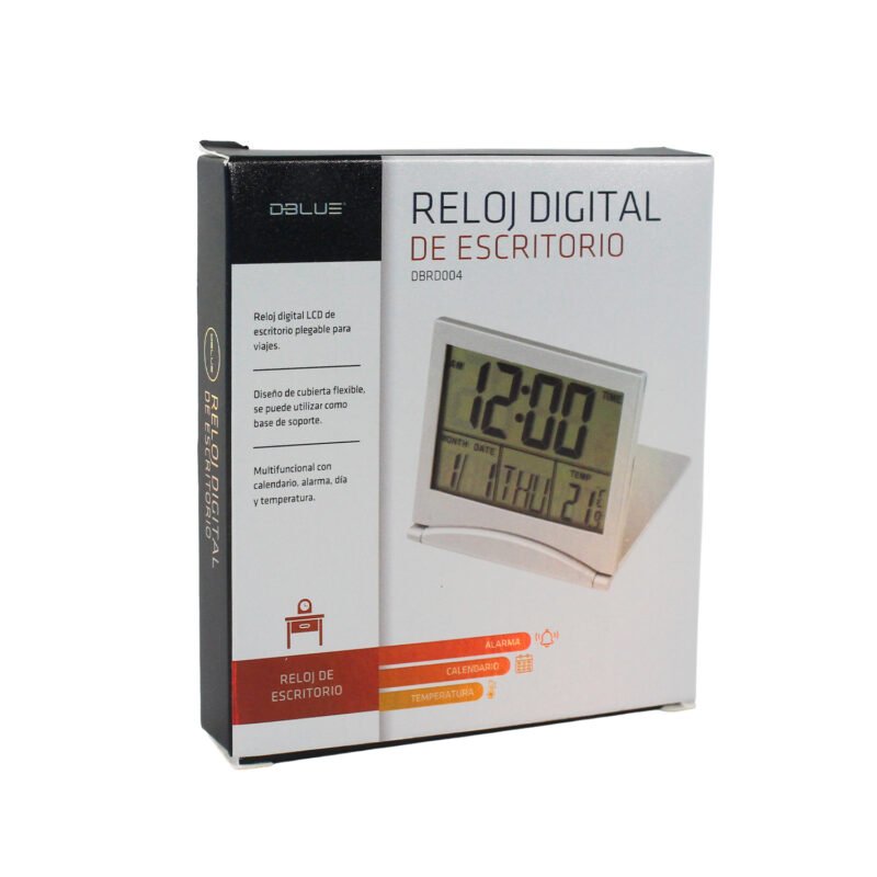 reloj despertador dblue lcd, multifuncional, alarma, calendario, temperatura, 12/24h, pila cr2025 incluida. — vista 2