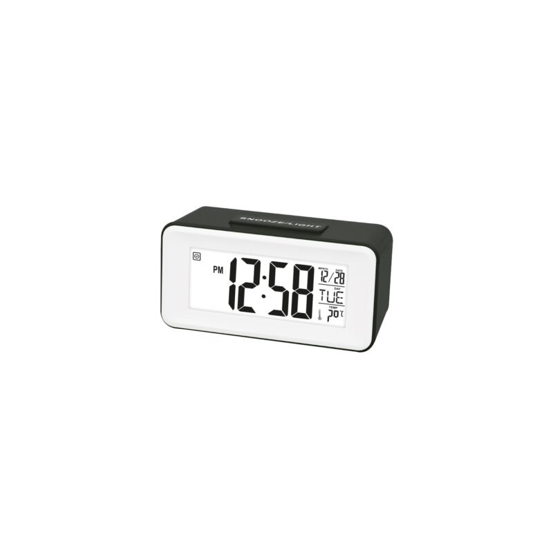 reloj despertador musical, calendario mensual/semanal/diario, 12/24h, temperatura, iluminacion tactil, 2 pila aaa. — vista 2