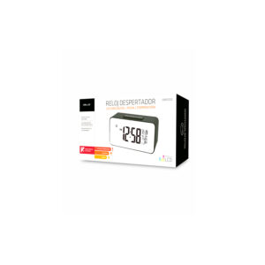 reloj despertador musical, calendario mensual/semanal/diario, 12/24h, temperatura, iluminacion tactil, 2 pila aaa.