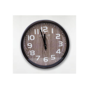 reloj de pared 31cm, bordes metalicos cafe, numeros blancos, manecillas negras, plastico, sin pilas (1xaa). diseÑos