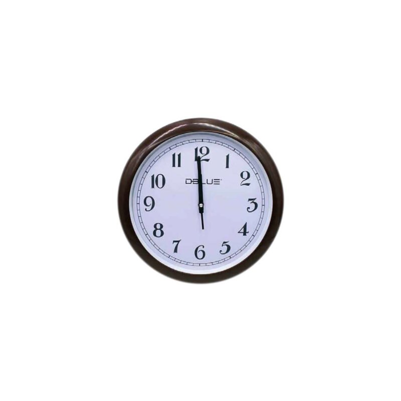 reloj de pared 39cm, bordes cafe, numeros y manecillas negros, plastico, ideal para cualquier espacio, sin pilas (1xaa).