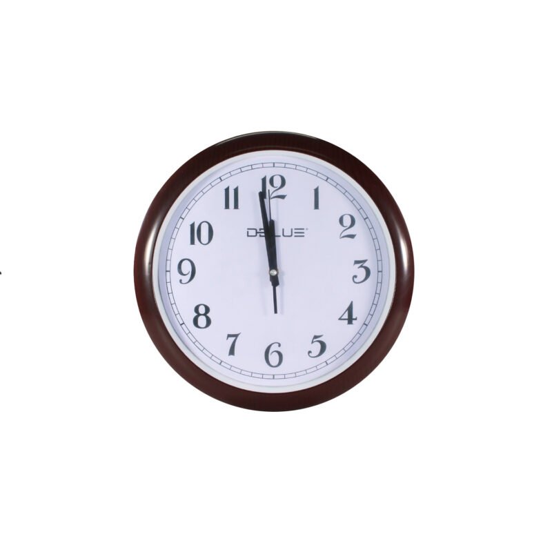 reloj de pared 39cm, bordes cafe, numeros y manecillas negros, plastico, ideal para cualquier espacio, sin pilas (1xaa). — vista 5