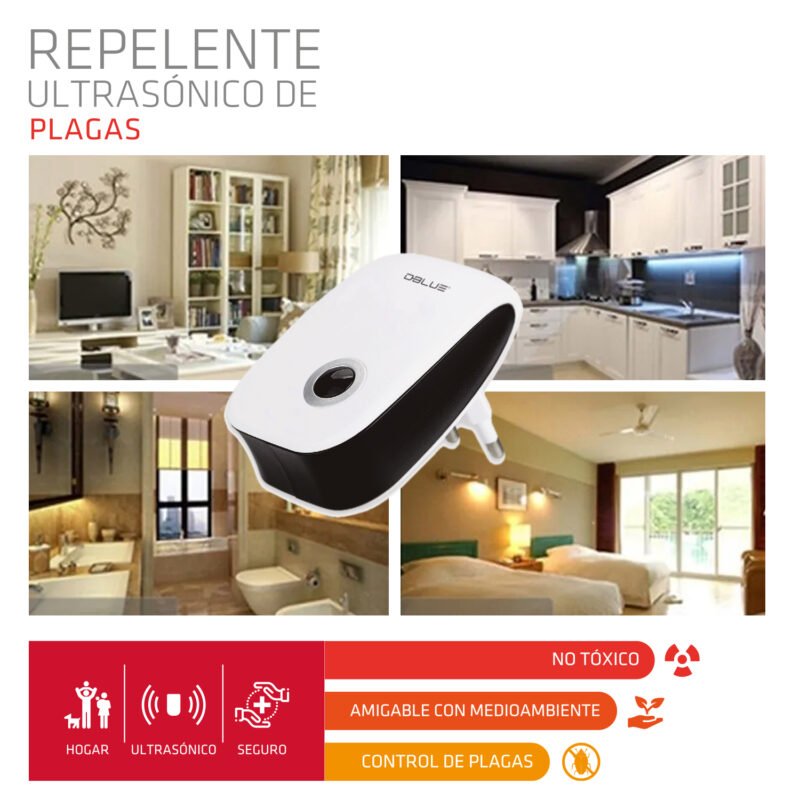 repelente dblue de insectos electronico, ultrasonido, no toxico, facil instalacion, 3w, material abs, uso interior. — vista 6
