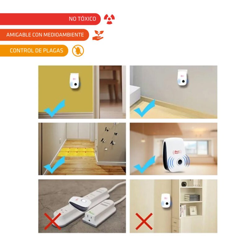 repelente dblue de insectos electronico, ultrasonido, no toxico, facil instalacion, 3w, material abs, uso interior. — vista 8