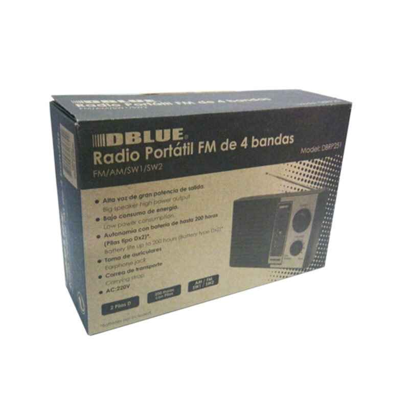 radio dblue portatil fm de 4 bandas fm/am/sw1/sw2